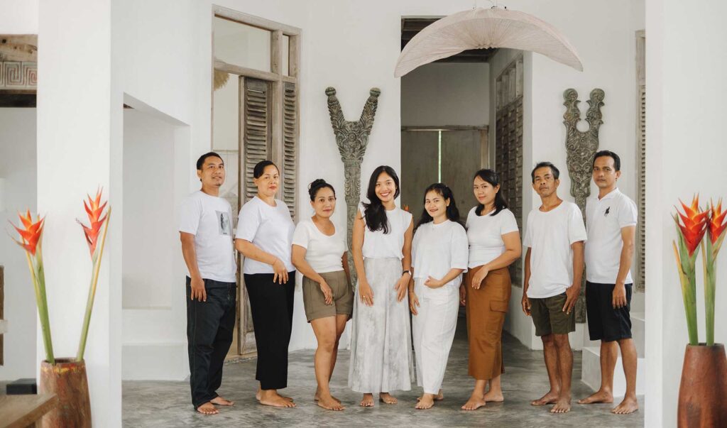 Trinity Gardens team in The Mansion with tropical gardens in Ubud