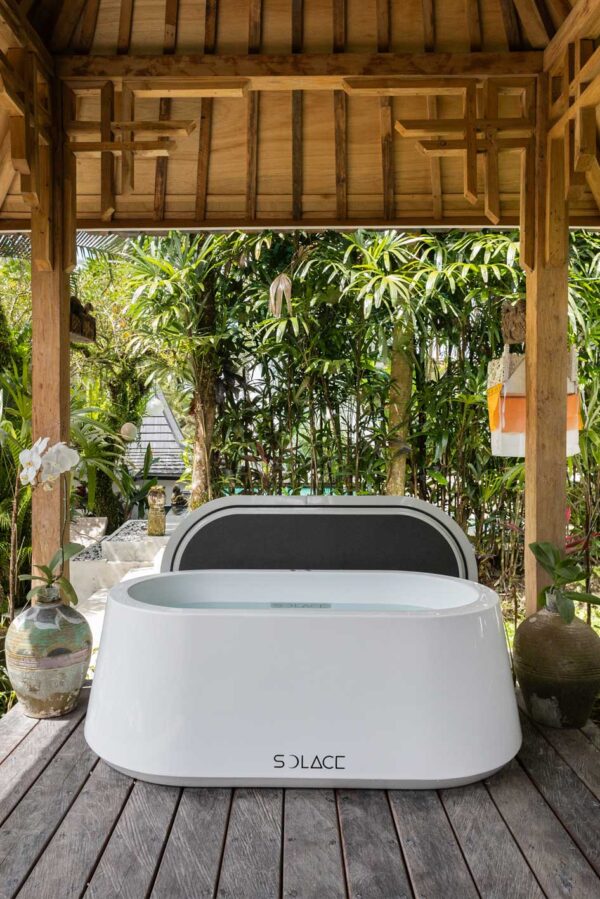 Cold plunge pool beside the sauna at Trinity Gardens